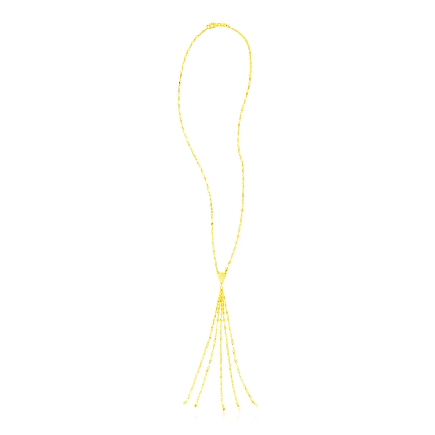 14K Yellow Gold Five Strand Tassel Lariat Necklacerx87960-17-rx87960-17