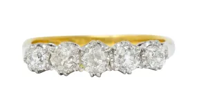 1920's Art Deco 1.00 CTW Diamond Platinum 14 Karat Gold Five Stone Band Ring