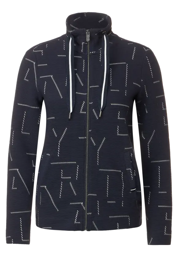 320464- Navy Jacquard Jacket- Cecil