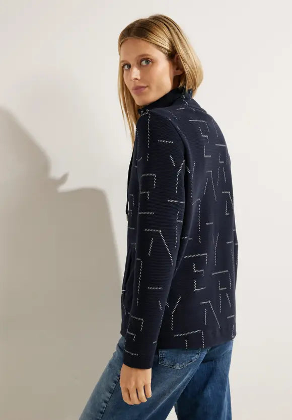 320464- Navy Jacquard Jacket- Cecil