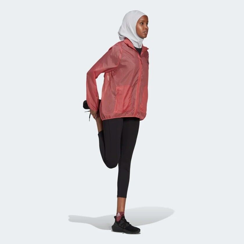 adidas Run icons Womens Running Jacket Winbreaker Ladies Fitness Coat Red