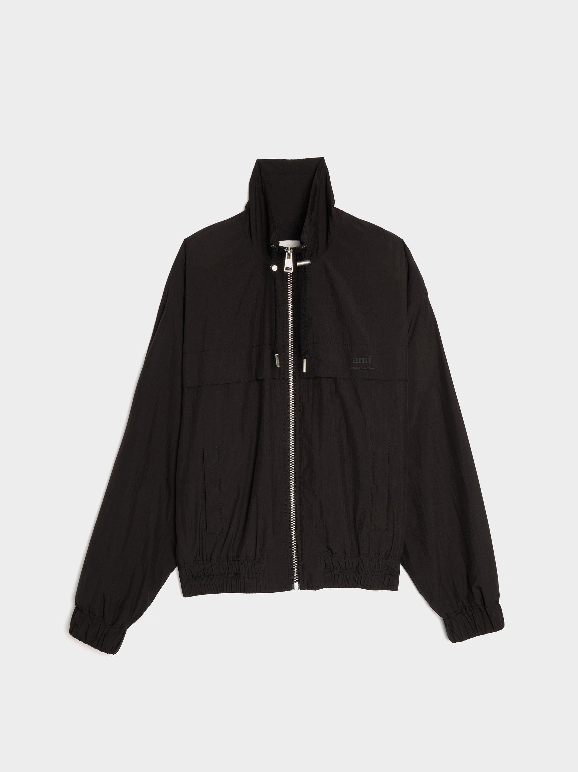 Ami Zipped Windbreaker, Black