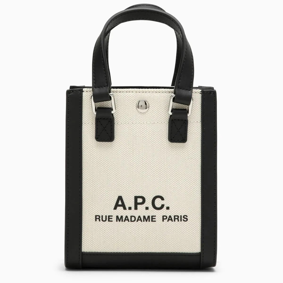 A.P.C.    A.P.C. Camille 2.0 Beige/Black Cotton And Linen Tote Bag