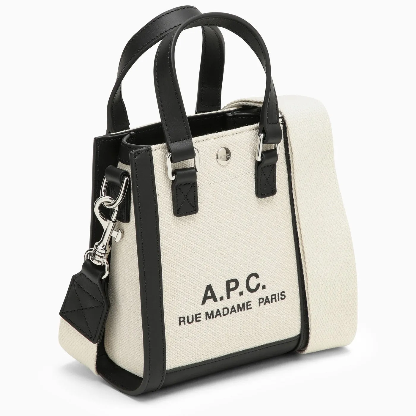 A.P.C.    A.P.C. Camille 2.0 Beige/Black Cotton And Linen Tote Bag