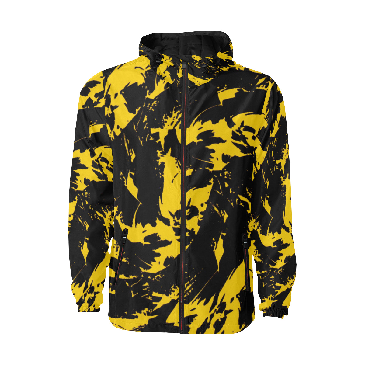 Black and Yellow Paint Splatter Quilted Windbreaker