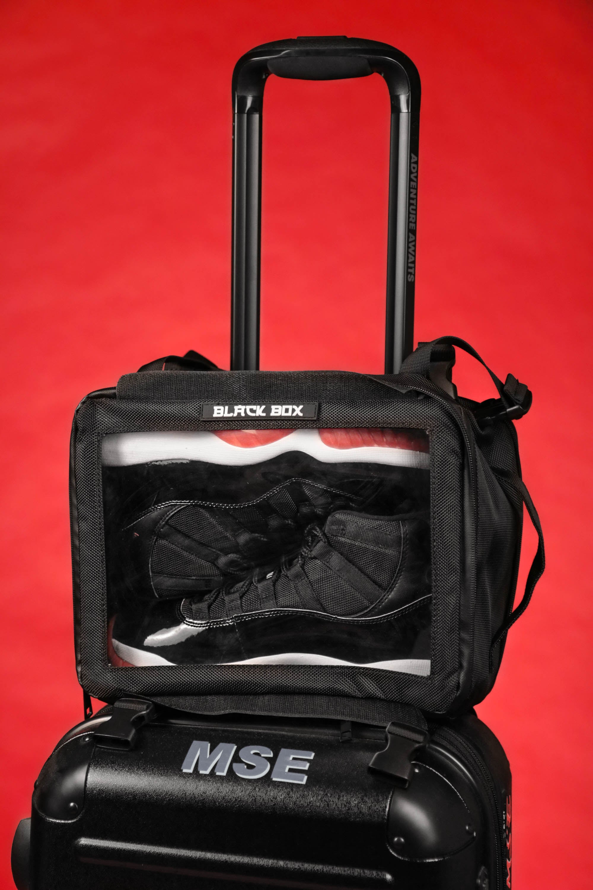 Black Box Portable Hanging Sneaker Bag For Travel and Storage With Clear Window