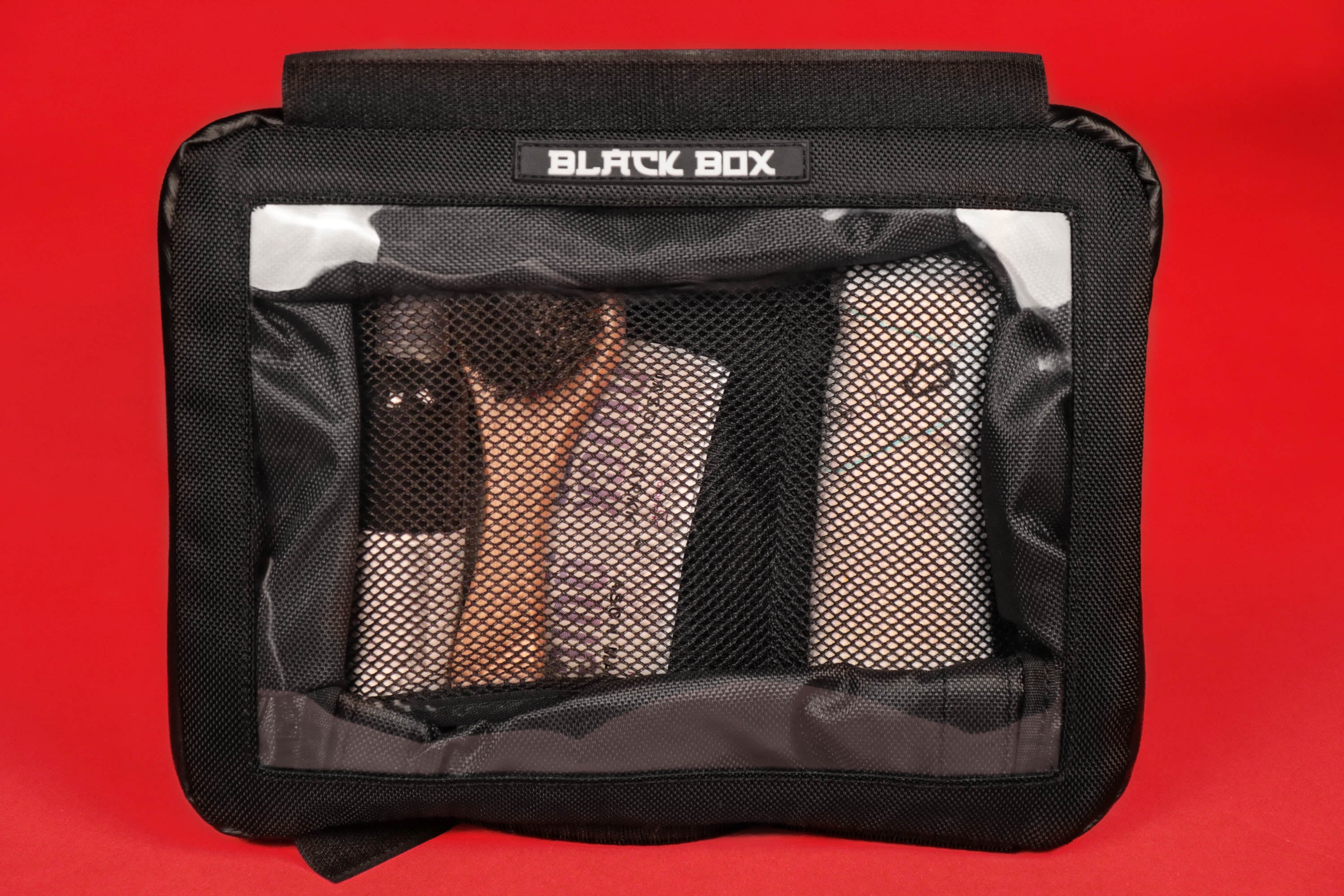 Black Box Portable Hanging Sneaker Bag For Travel and Storage With Clear Window