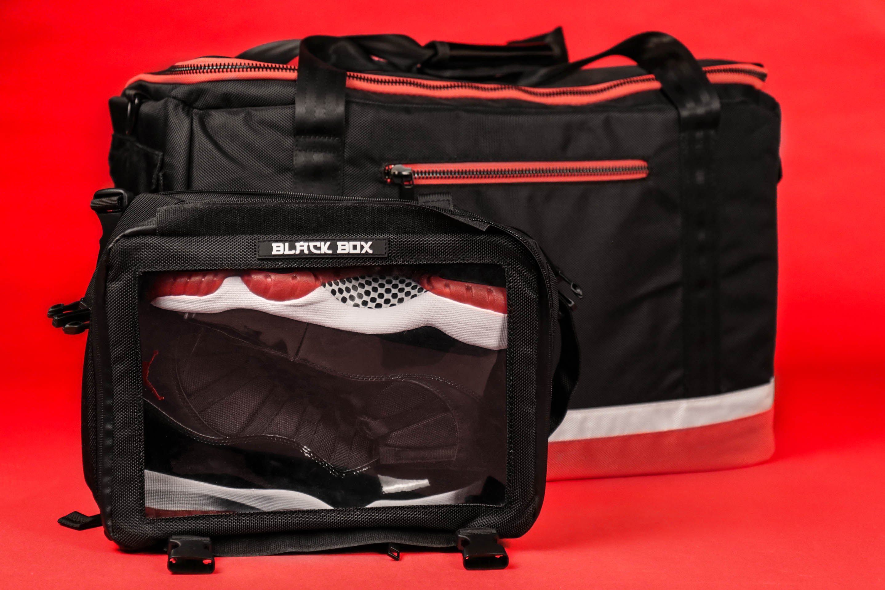 Black Box Portable Hanging Sneaker Bag For Travel and Storage With Clear Window