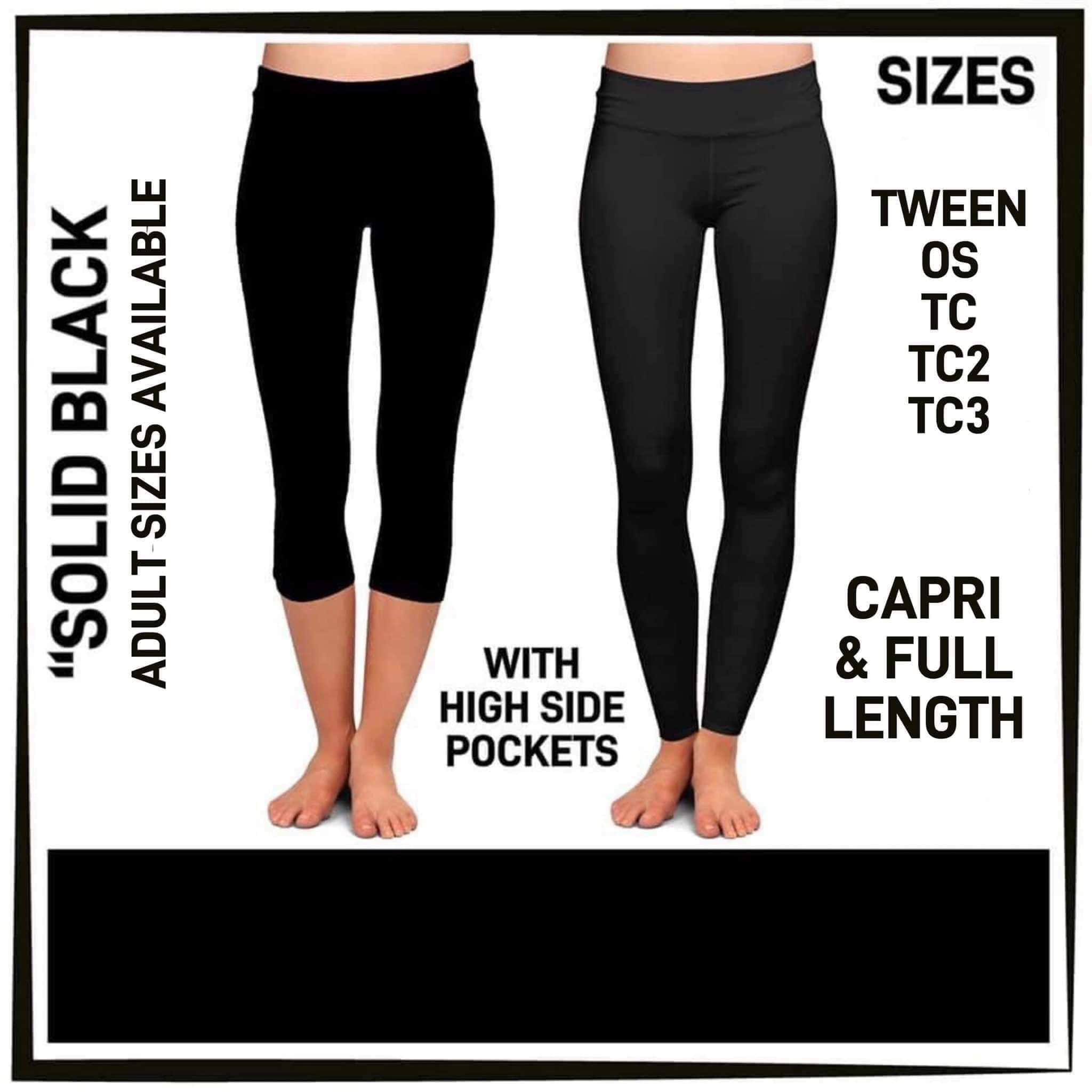 Black Capri Length Leggings with Pockets