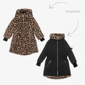 Black Leopard Reversible Coat