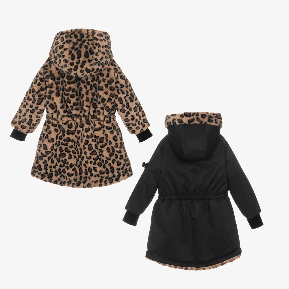 Black Leopard Reversible Coat