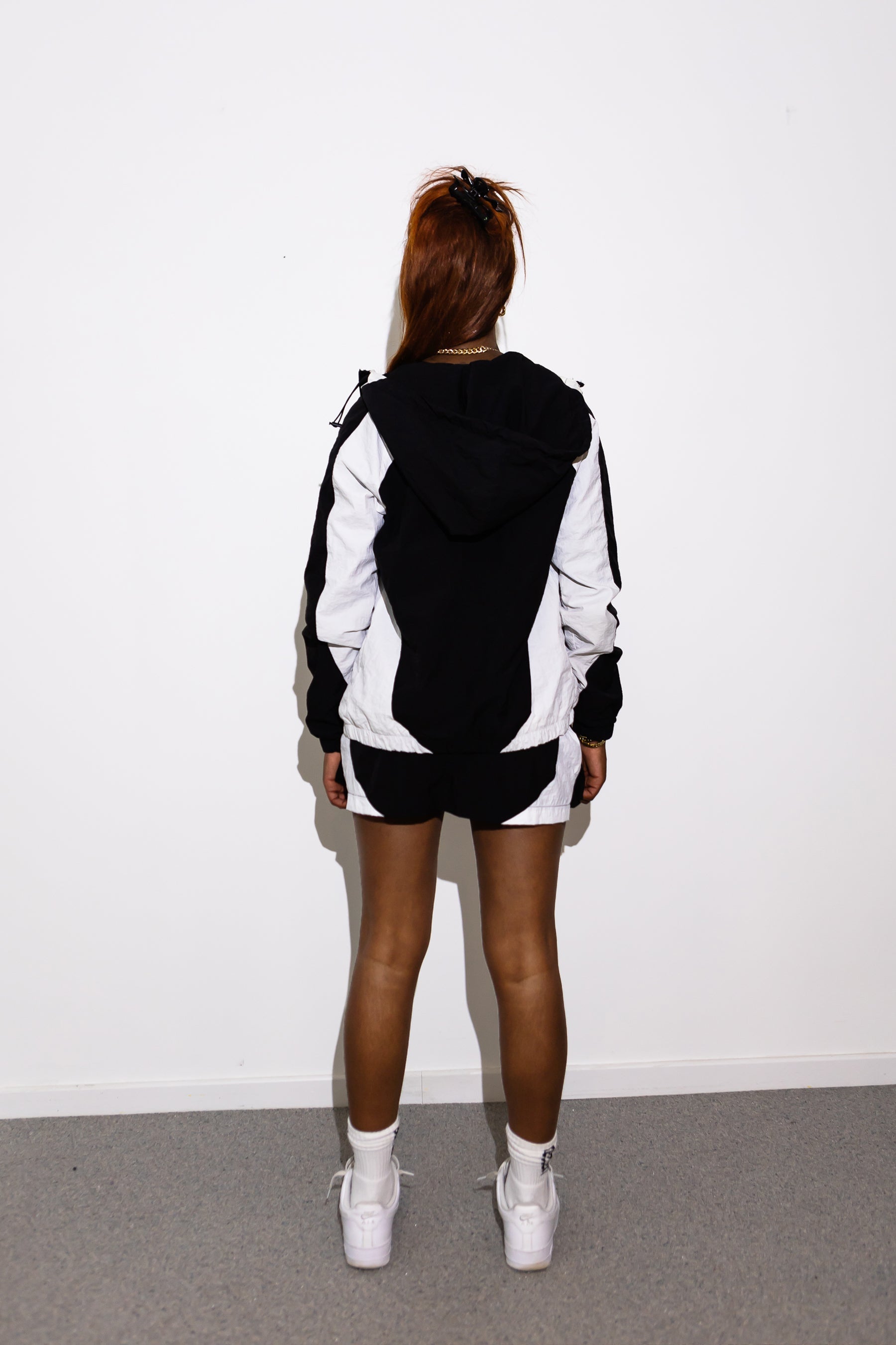 Black windbreaker cargo skirt