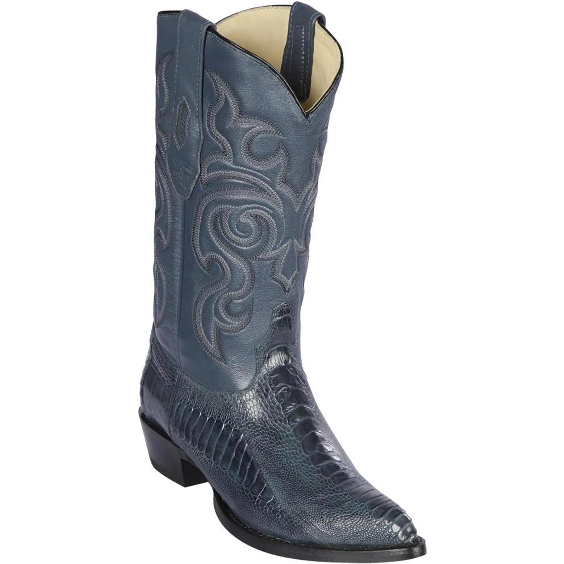 Blue Ostrich Leg Cowboy Boots J-Toe