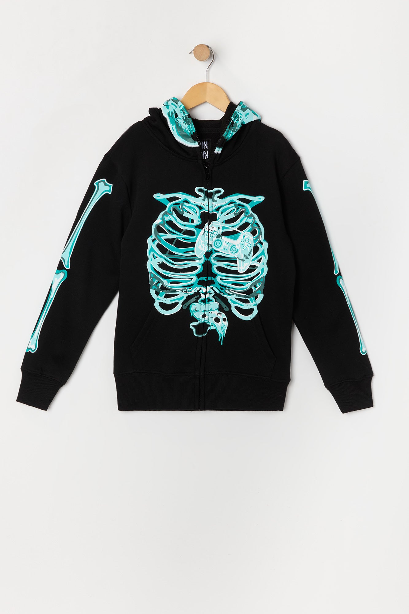 Boys Skeleton Gamer Print Full Zip Hoodie