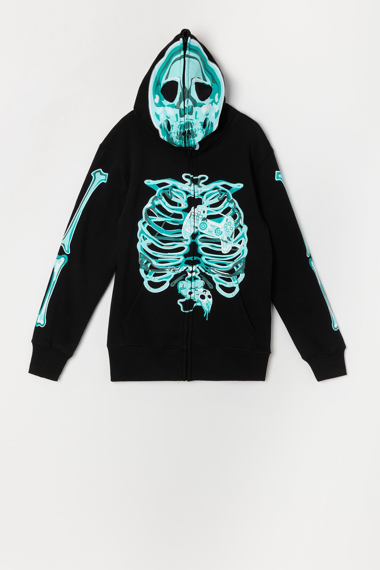 Boys Skeleton Gamer Print Full Zip Hoodie