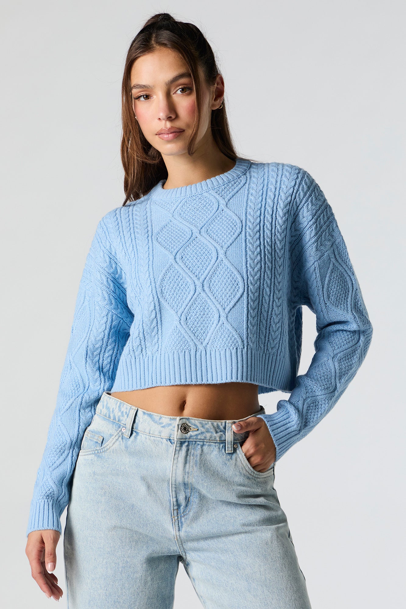 Cable Knit Cropped Sweater