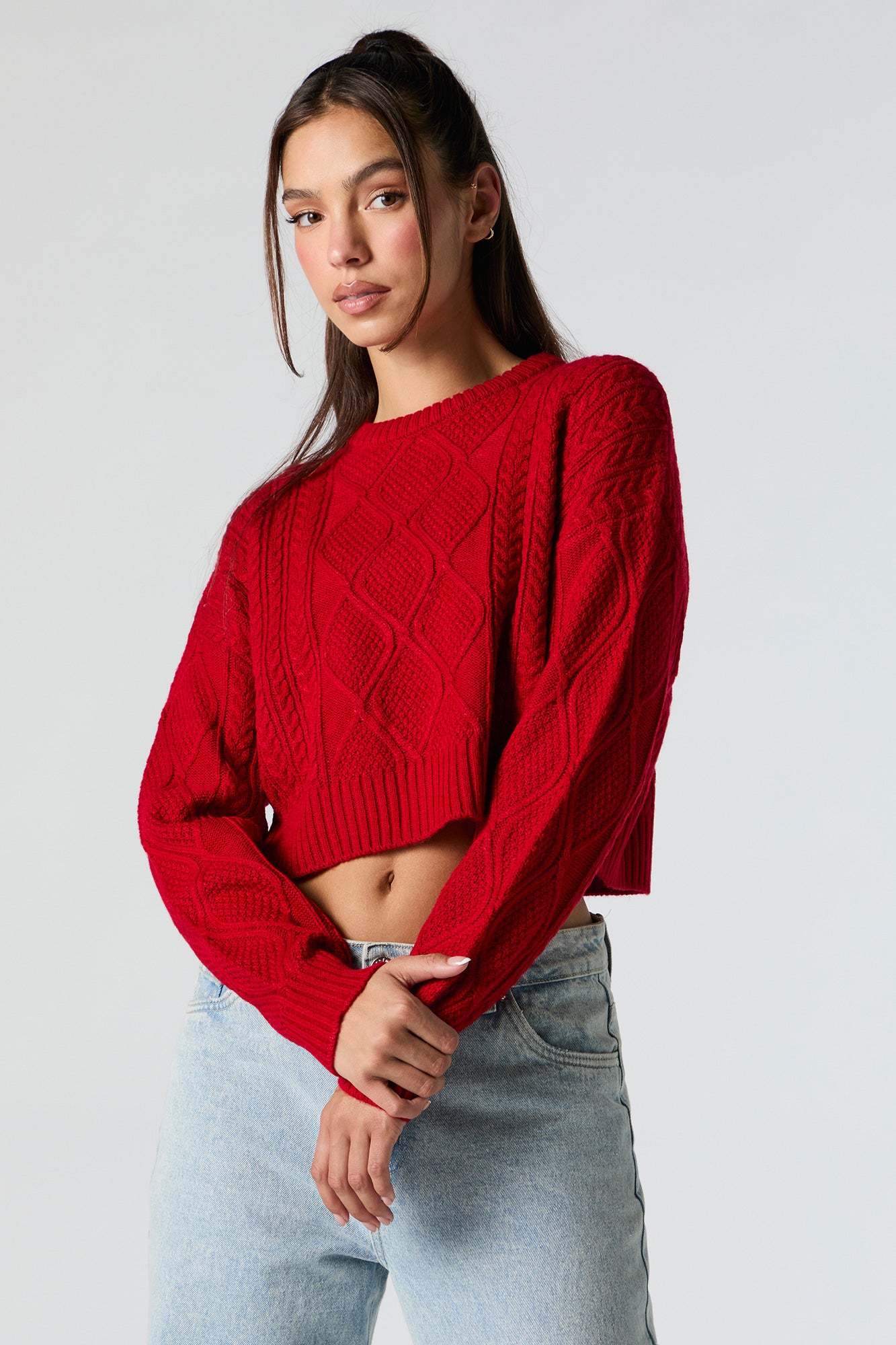 Cable Knit Cropped Sweater