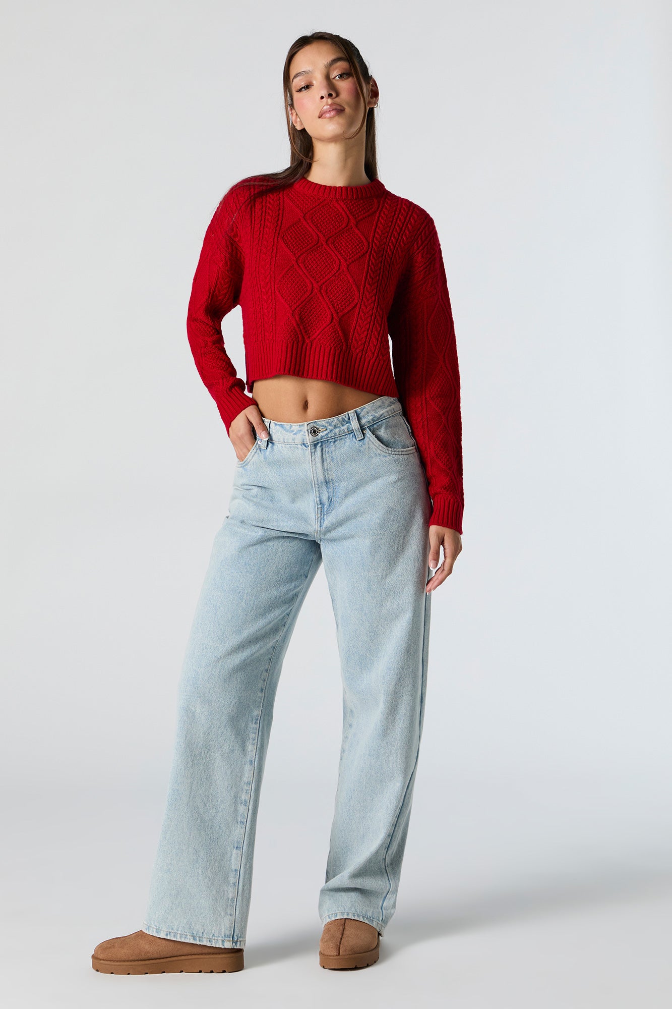 Cable Knit Cropped Sweater