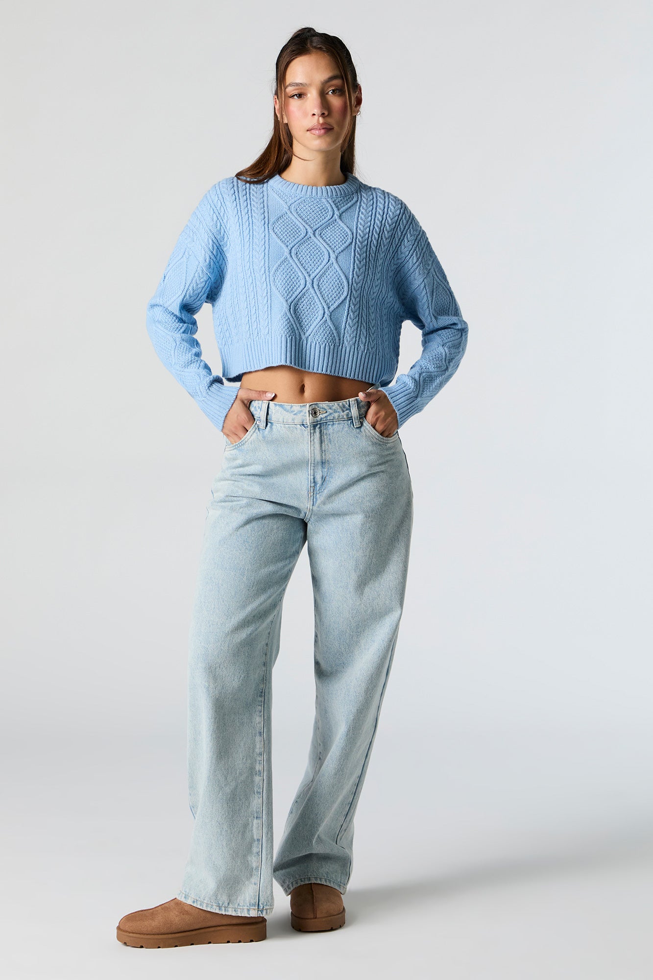 Cable Knit Cropped Sweater