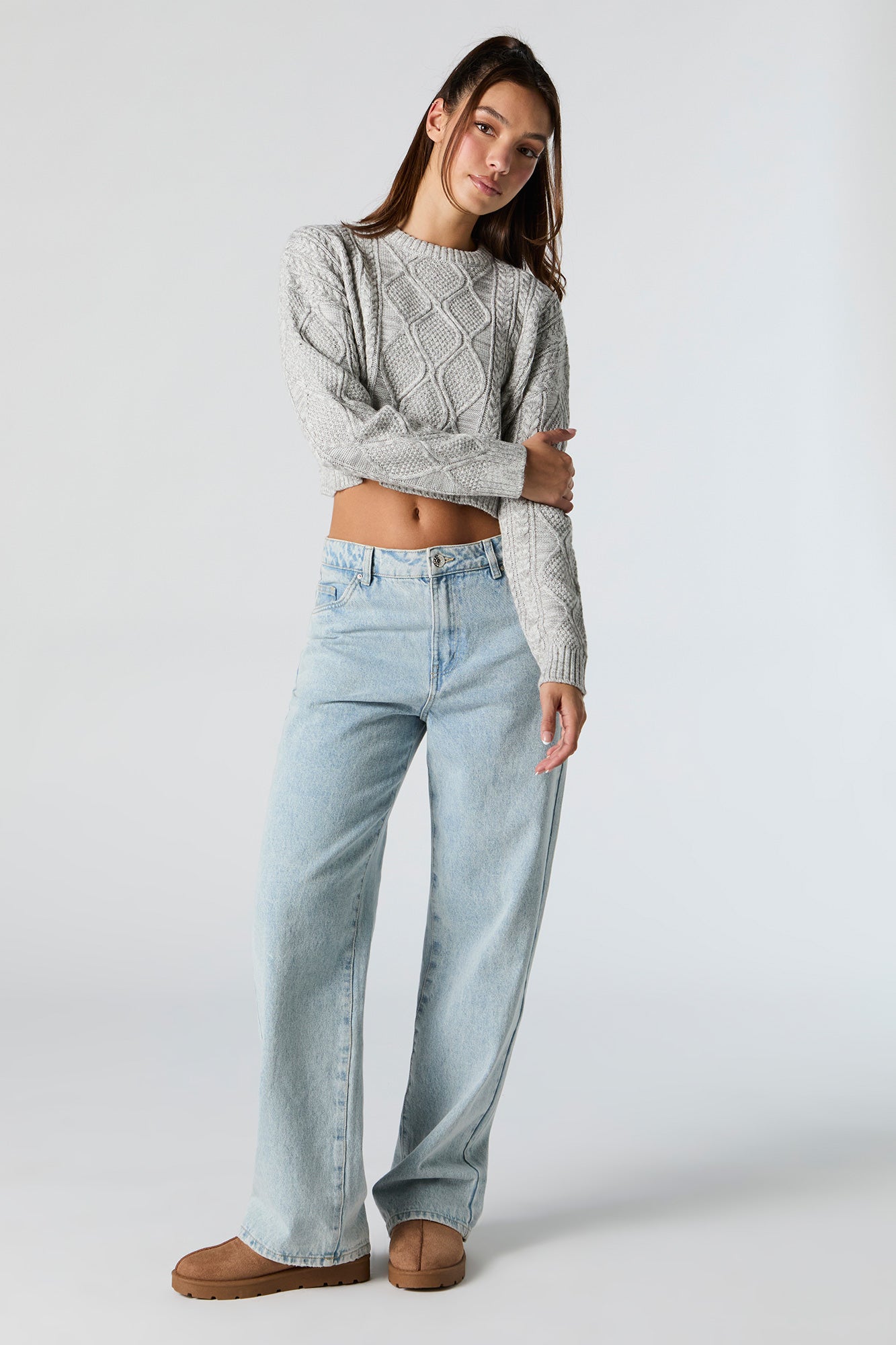 Cable Knit Cropped Sweater