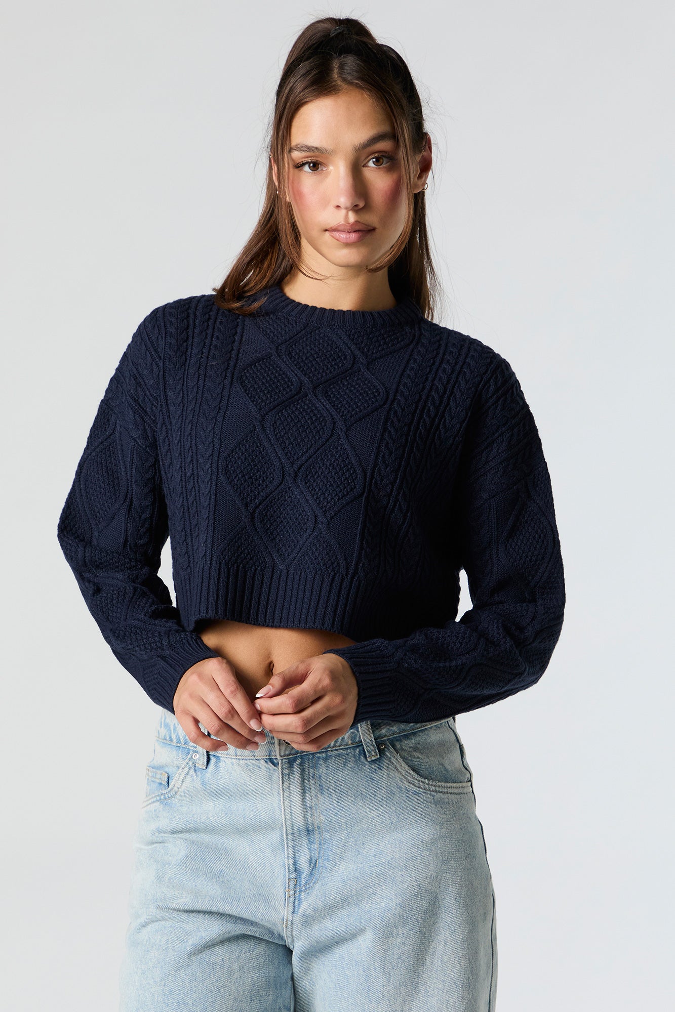 Cable Knit Cropped Sweater