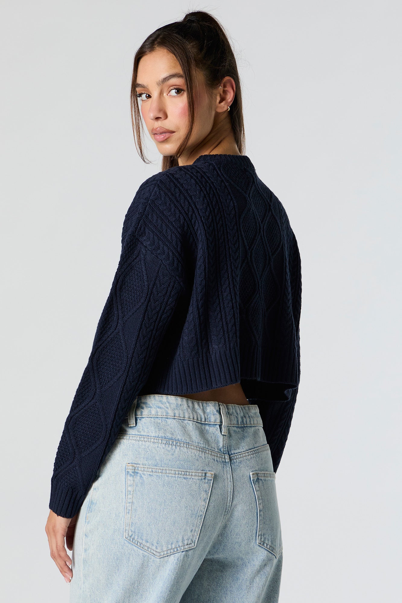 Cable Knit Cropped Sweater