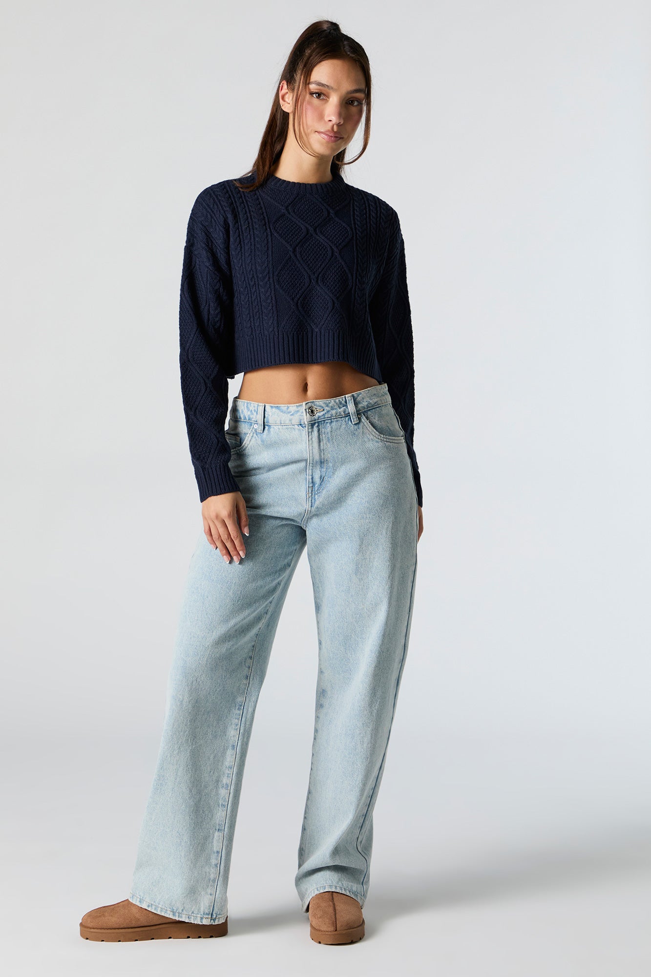 Cable Knit Cropped Sweater