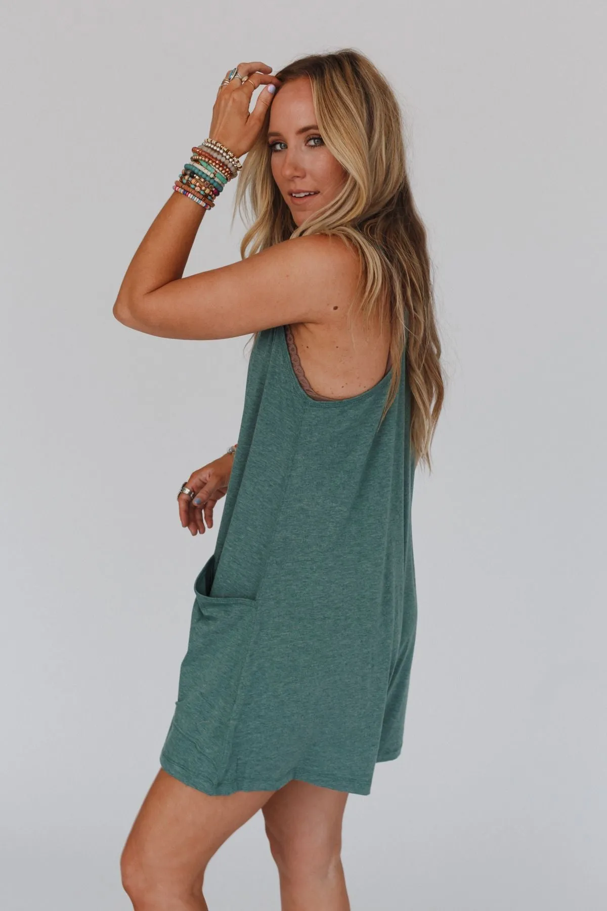 Cali Coastal Harem Romper - Green