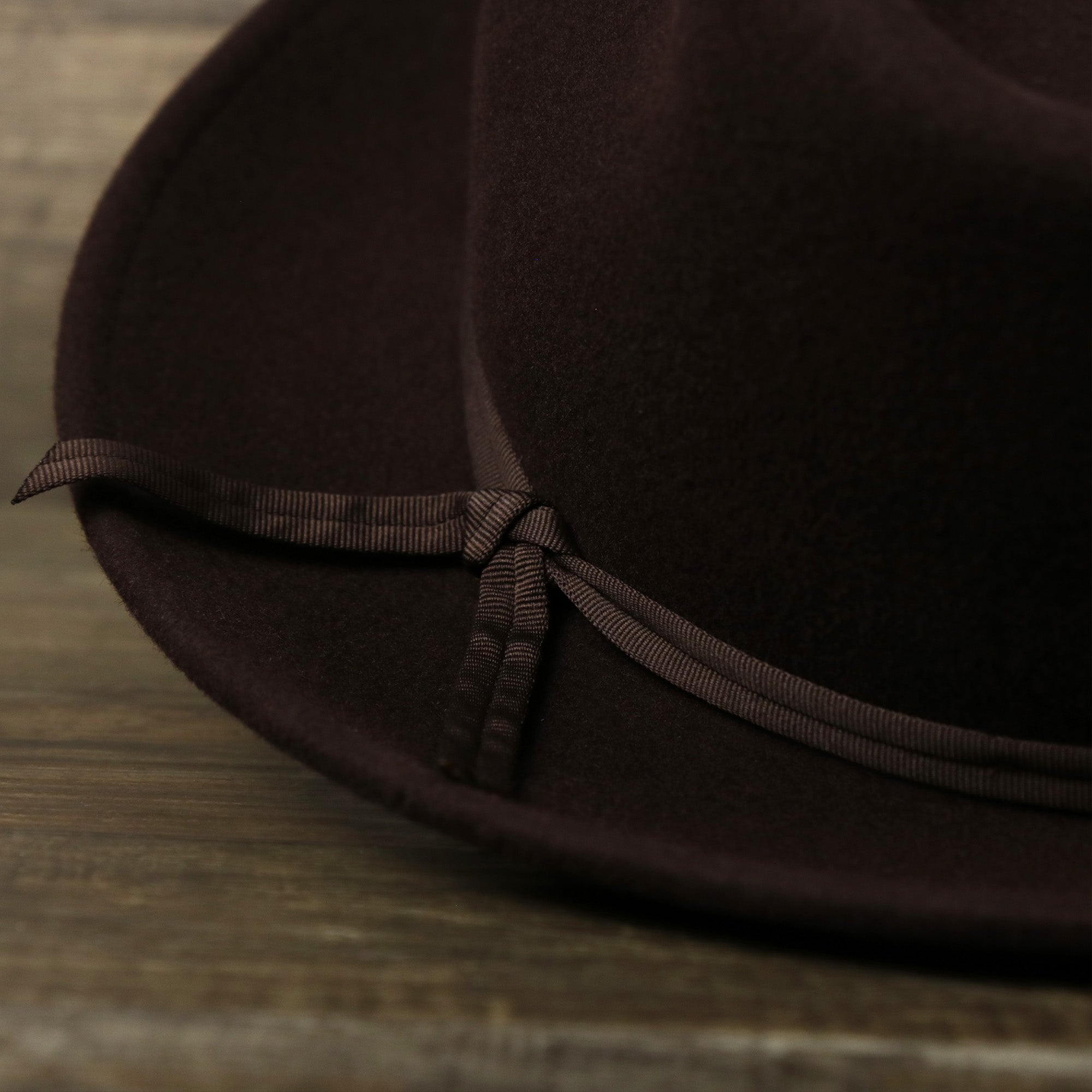 Can Can Australian Wool Small Brim Folded Edge Fedora Hat with Brown Silk Interior | Brown