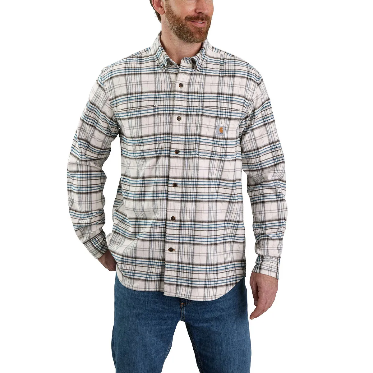 CARHARTT RUGGED FLEX FLANNEL RELAXED FIT MIDWEIGHT LONG-SLEEVE PLAID SHIRT