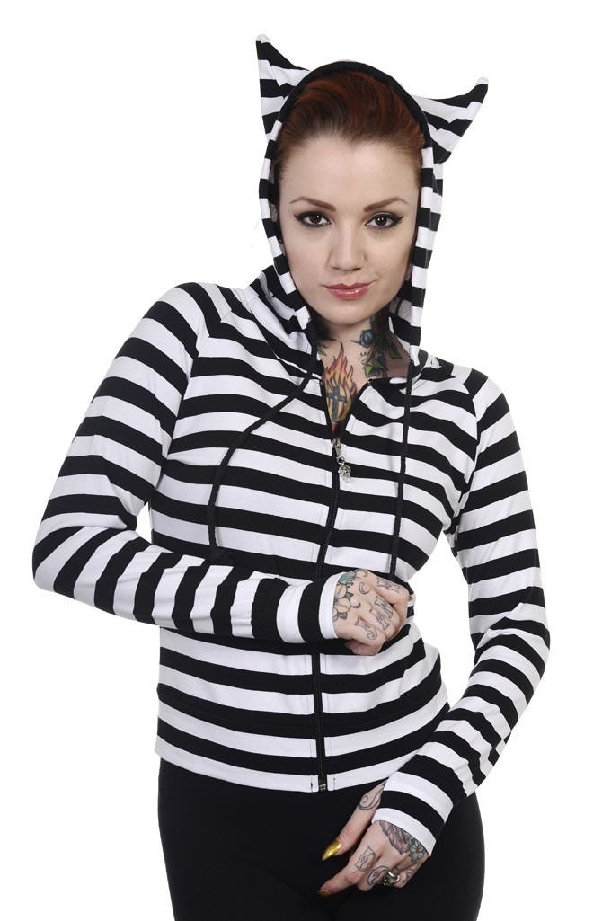 Cat Ears Striped Hoodie