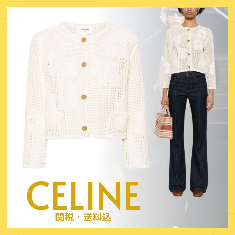 CELINE  |cardigan jacket in floral crocheted cotton