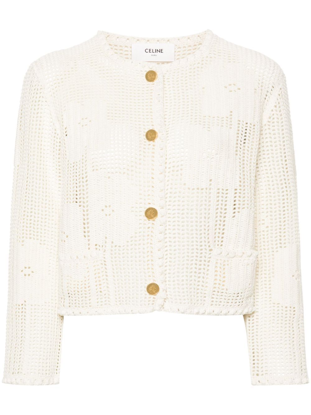 CELINE  |cardigan jacket in floral crocheted cotton