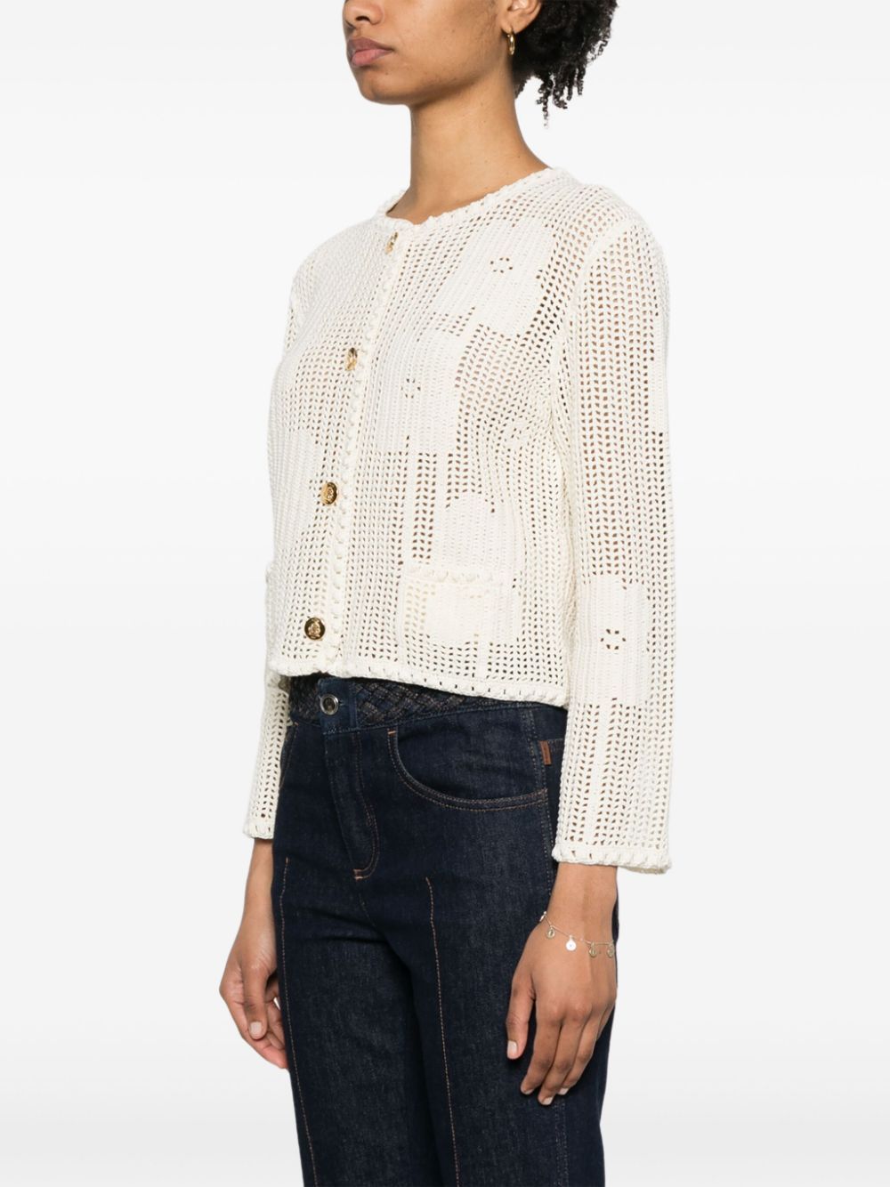 CELINE  |cardigan jacket in floral crocheted cotton