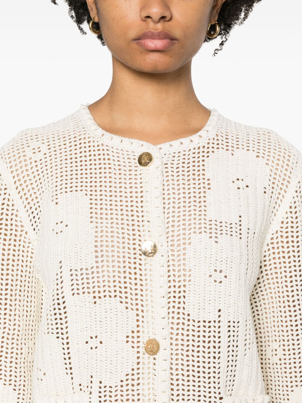 CELINE  |cardigan jacket in floral crocheted cotton