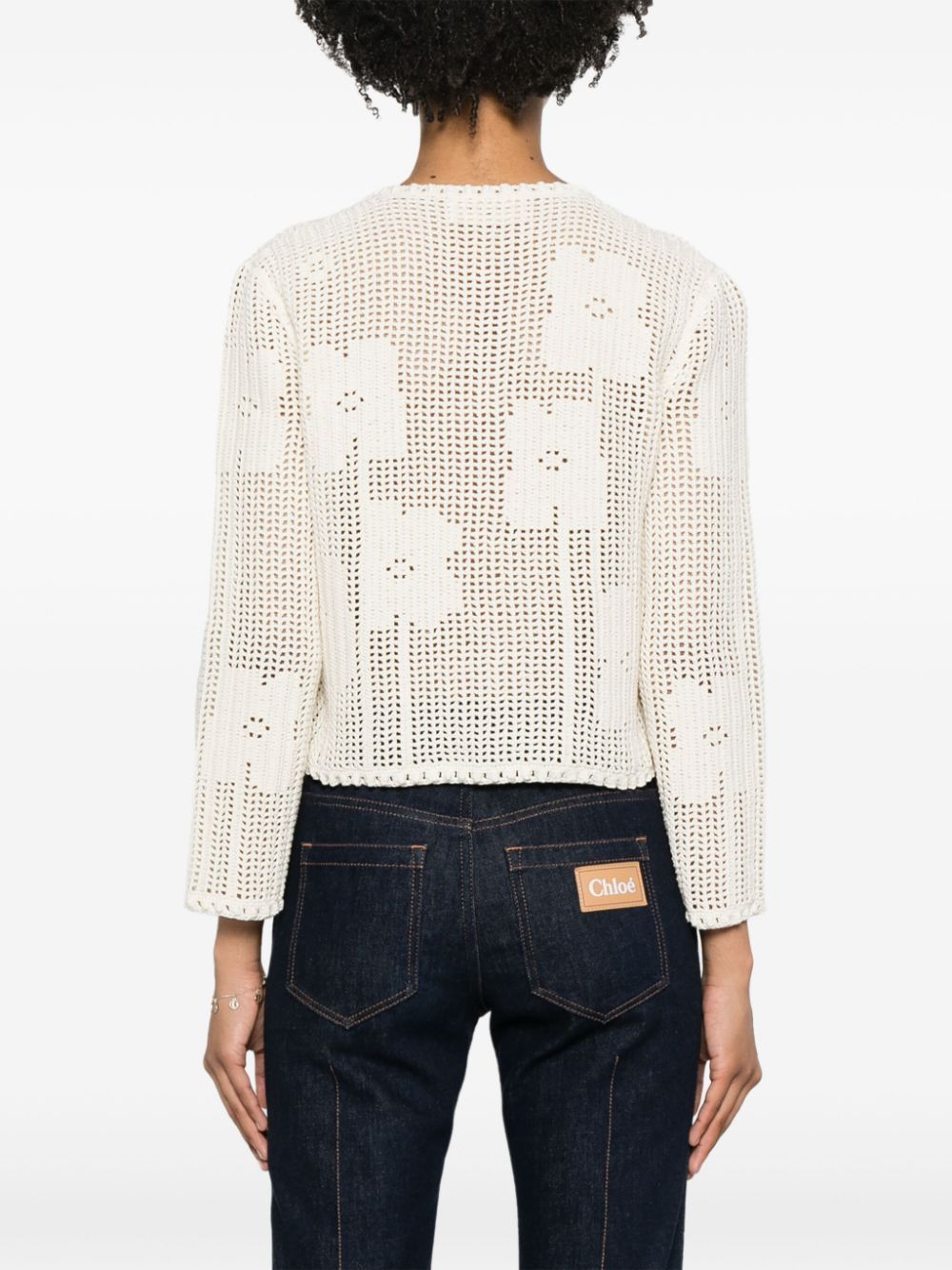 CELINE  |cardigan jacket in floral crocheted cotton