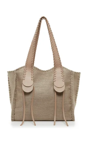 Chloé Mony Leather-Trimmed Linen Tote Bag