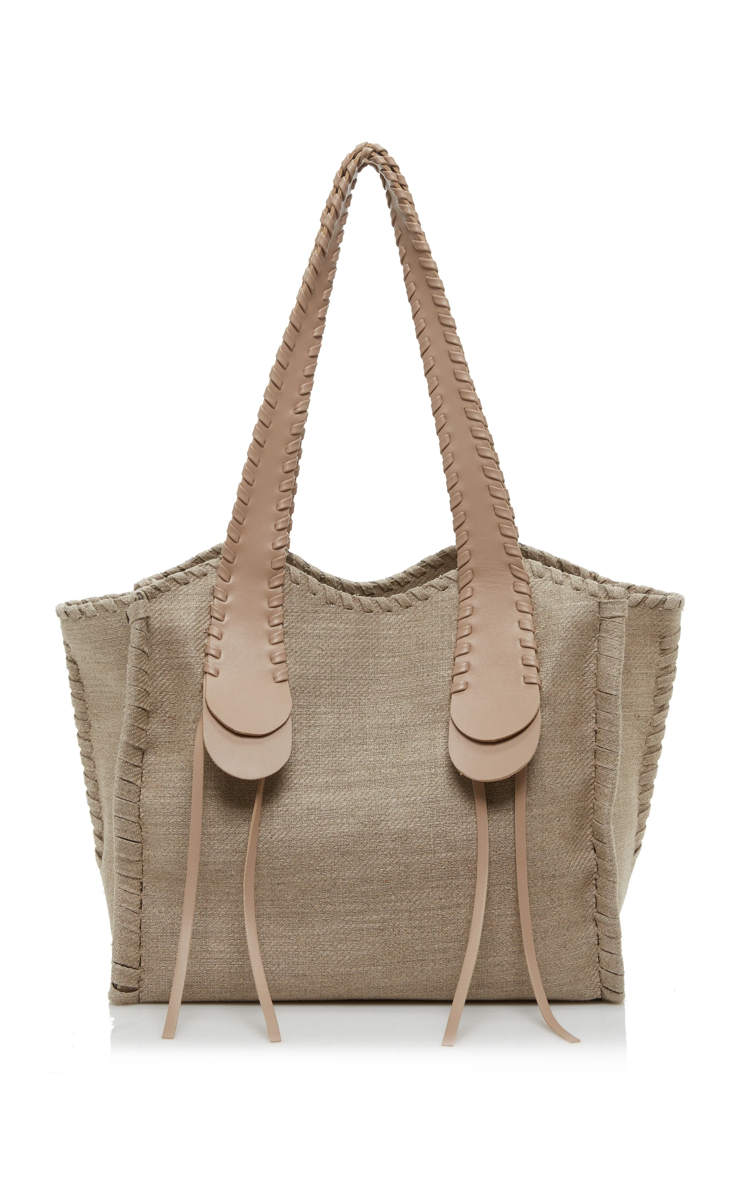 Chloé Mony Leather-Trimmed Linen Tote Bag