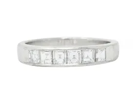 Contemporary 0.72 CTW Square Step Cut Diamond Platinum Five Stone Channel Band Ring