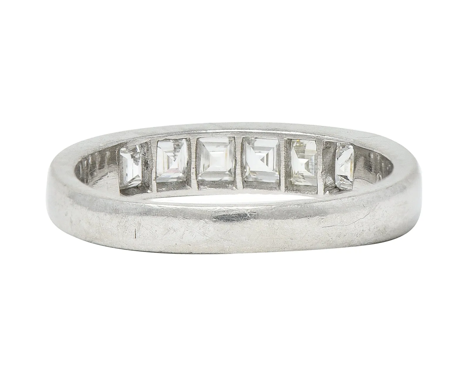 Contemporary 0.72 CTW Square Step Cut Diamond Platinum Five Stone Channel Band Ring