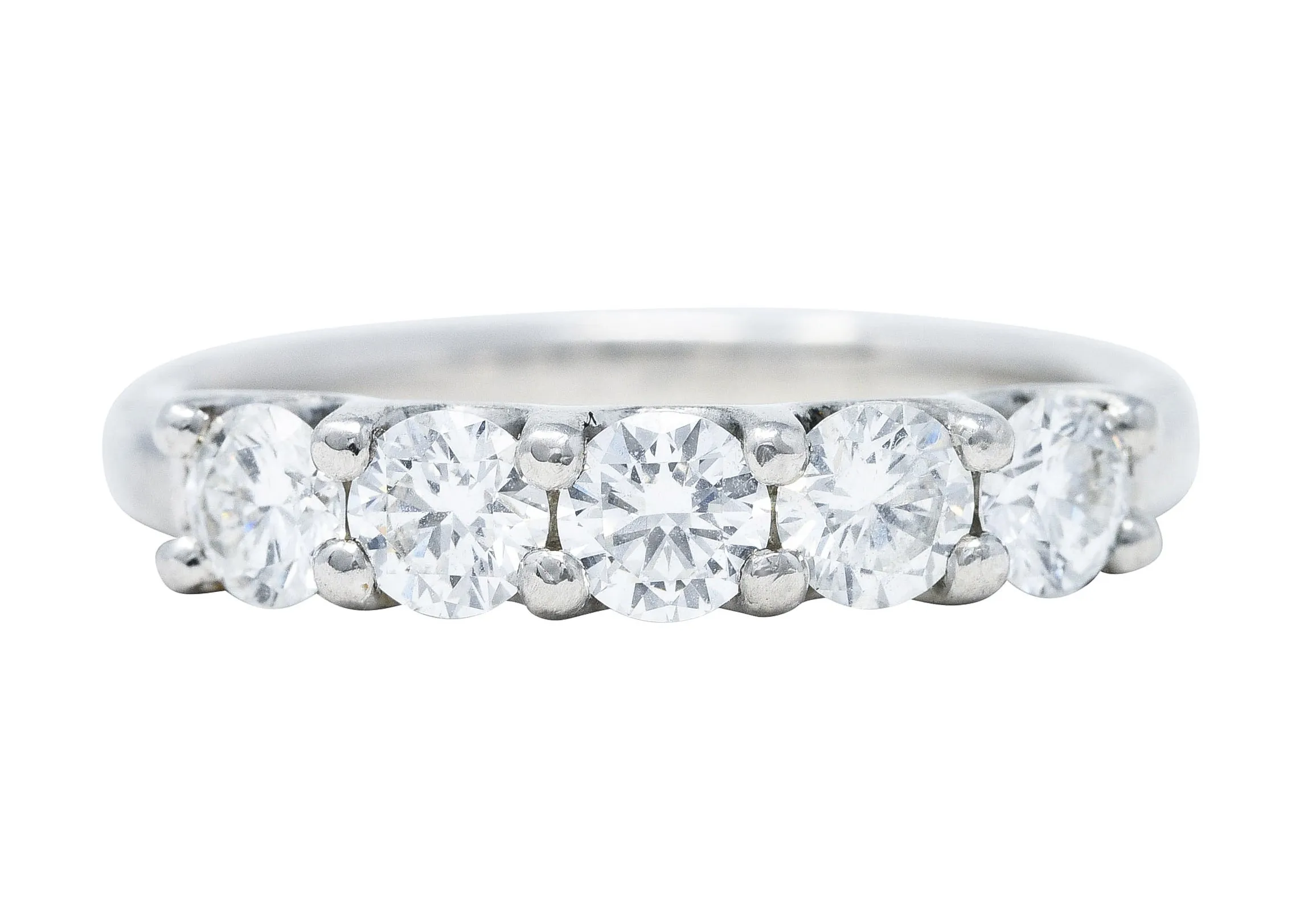 Contemporary 1.00 CTW Diamond Platinum Five Stone Band Ring