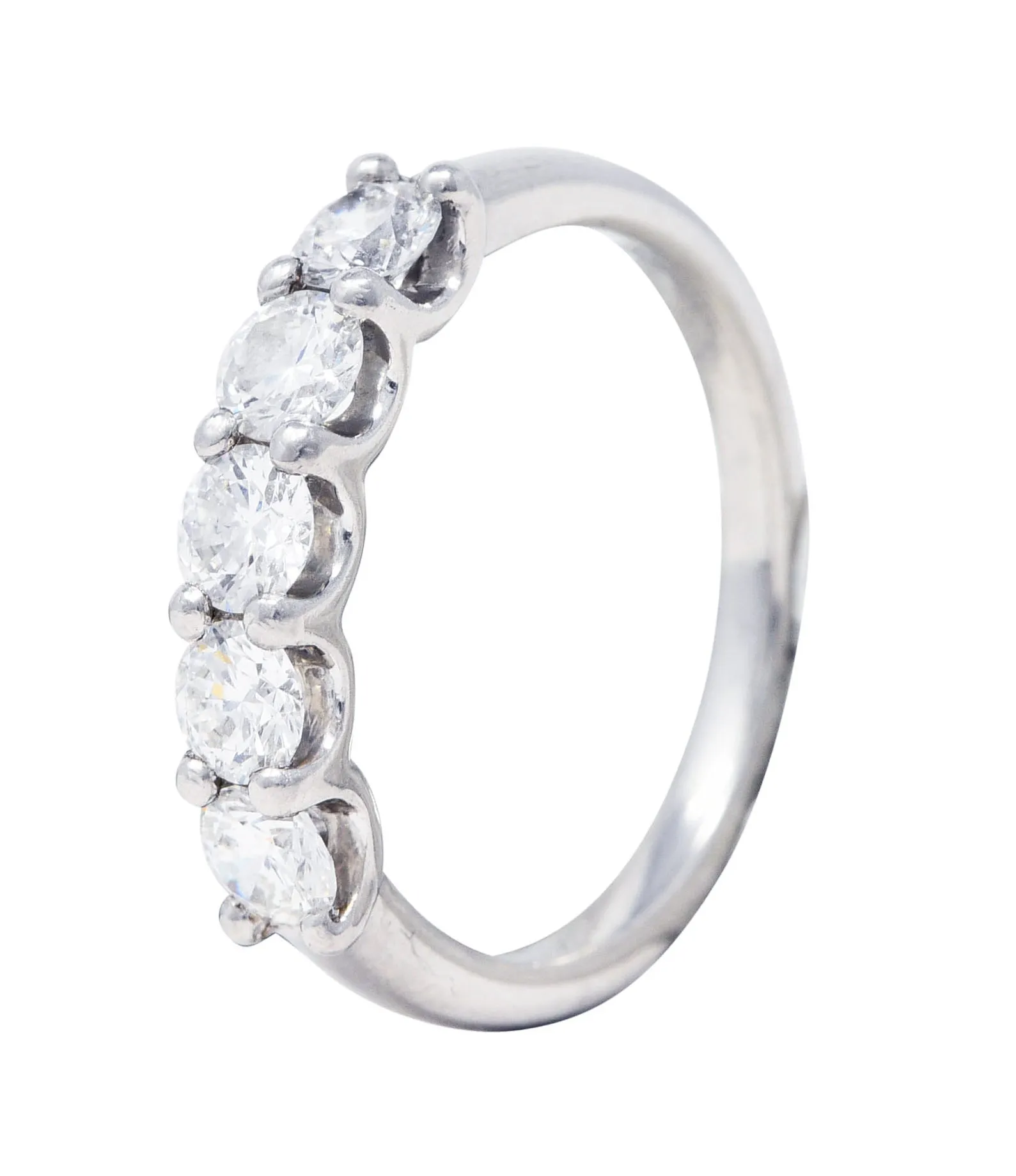 Contemporary 1.00 CTW Diamond Platinum Five Stone Band Ring