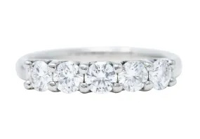 Contemporary 1.00 CTW Diamond Platinum Five Stone Band Ring