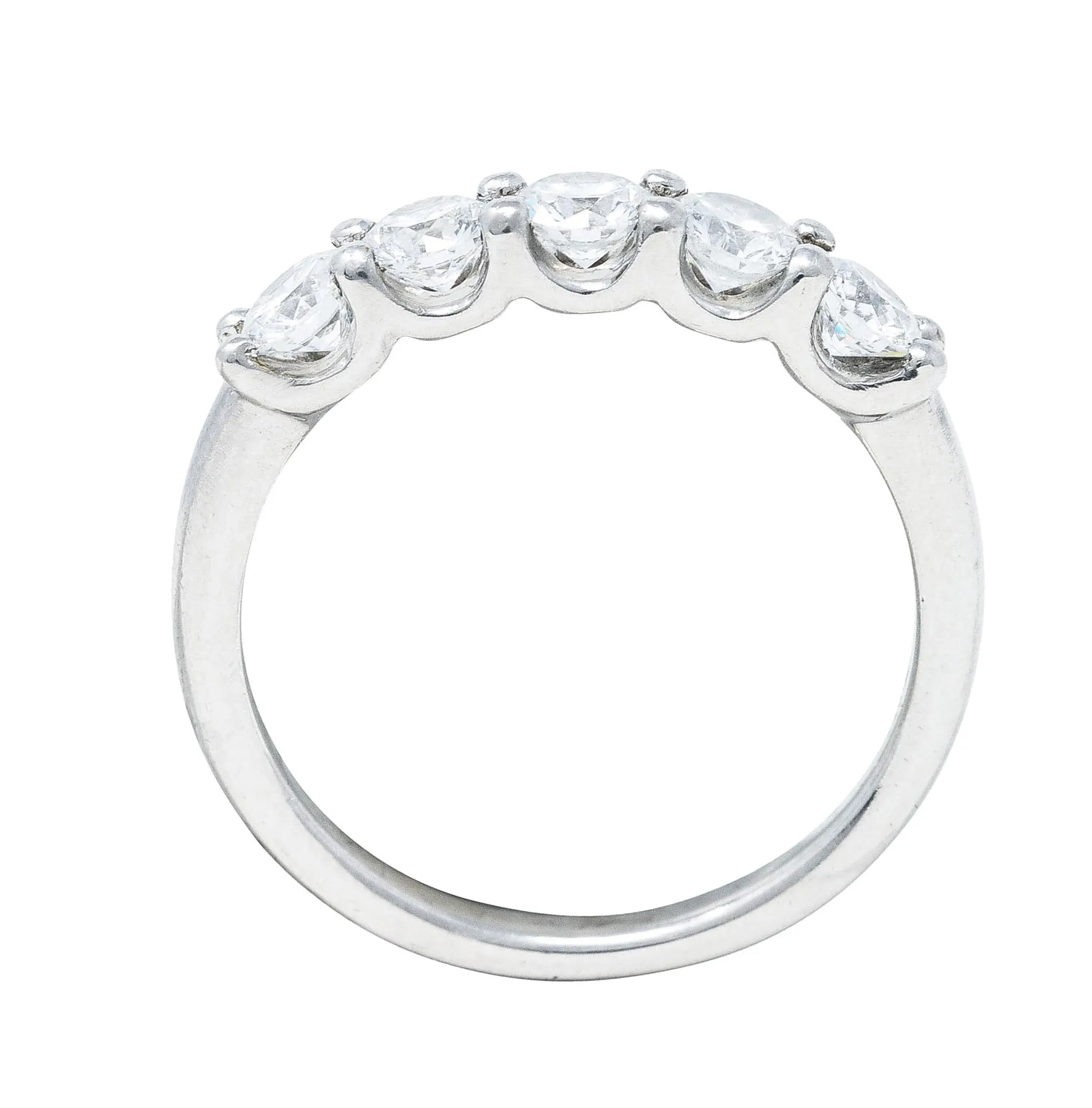 Contemporary 1.00 CTW Diamond Platinum Five Stone Band Ring