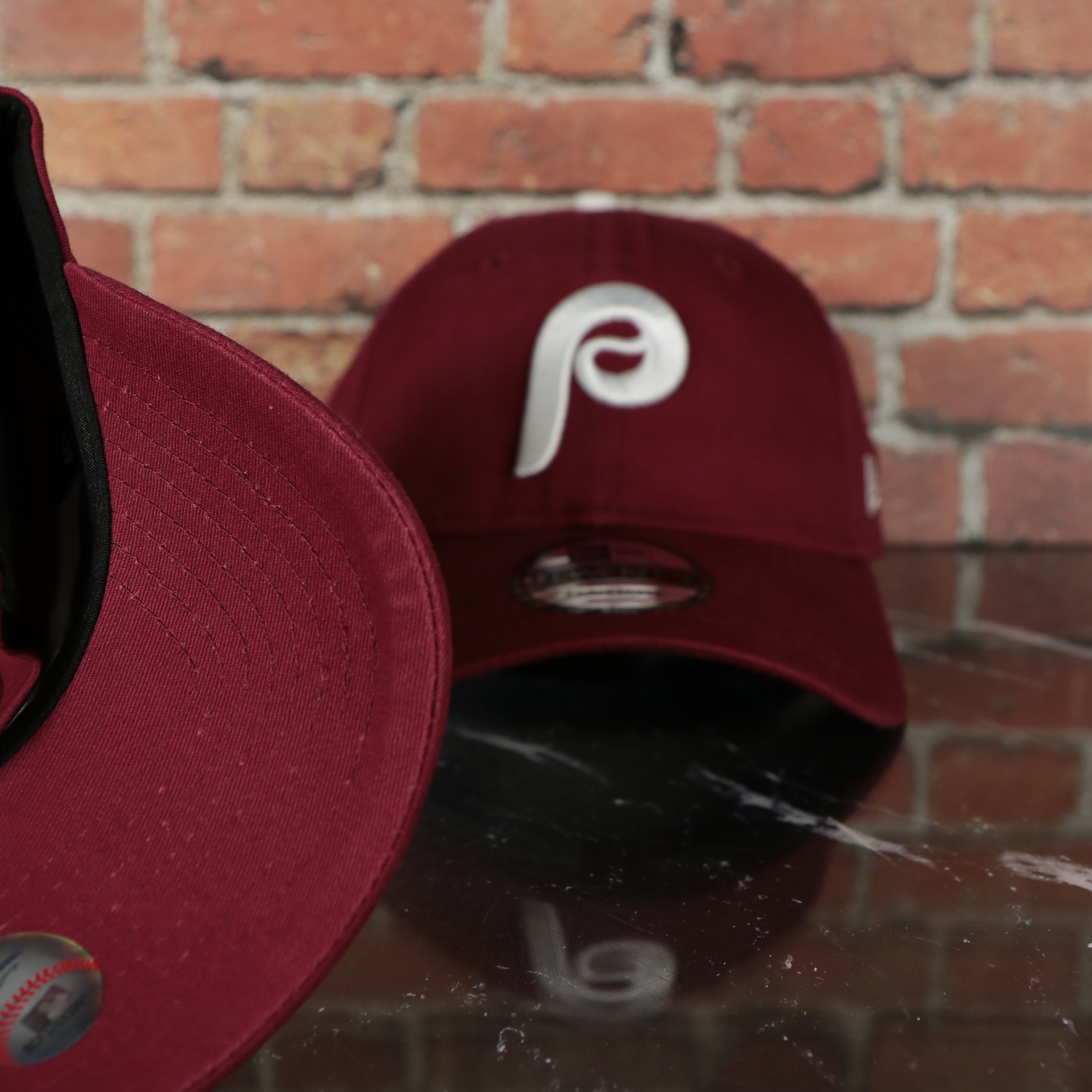 Cooperstown Philadelphia Phillies Core Classic Adjustable 9Twenty Dad Hat | Maroon 9twenty Hat