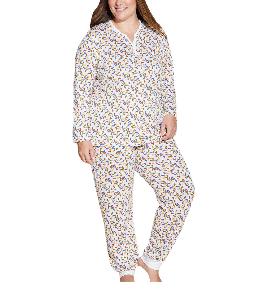 Cosabella Ski Trip Long Sleeve Top & Jogger PJ Set (SKITR9793) - Multi Lights