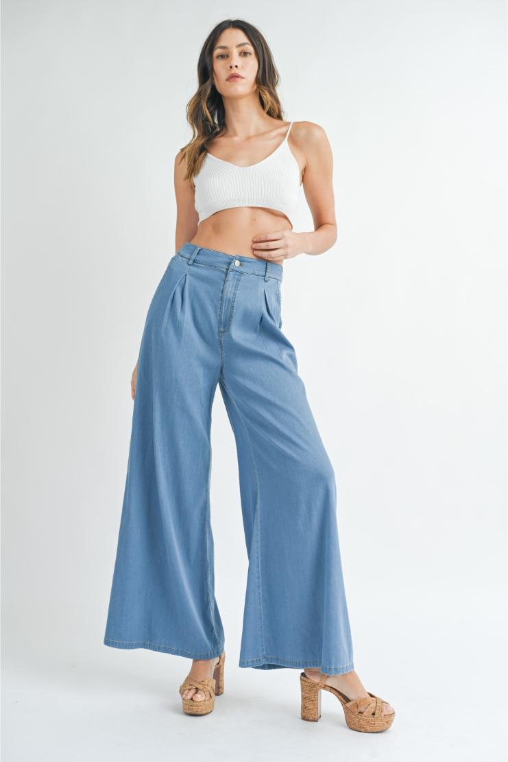 Donna Wide Leg Denim Trousers