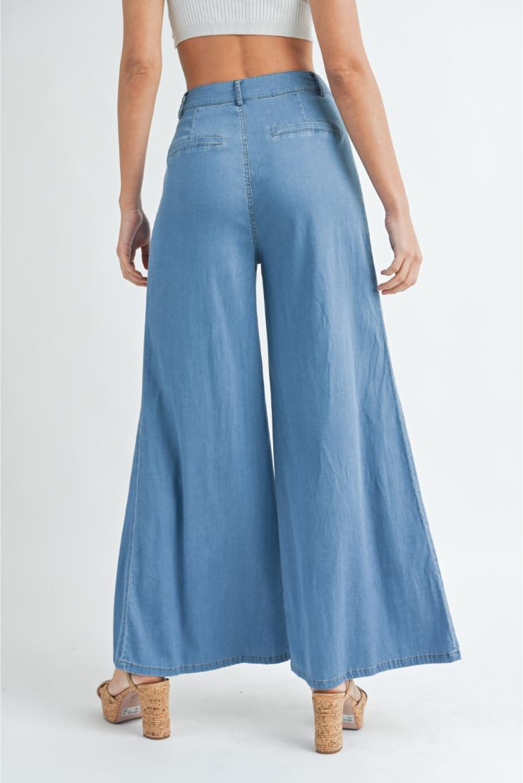 Donna Wide Leg Denim Trousers