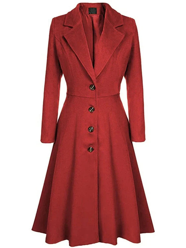 Elegant Women's Wool Blend Long Pea Coat for Winter