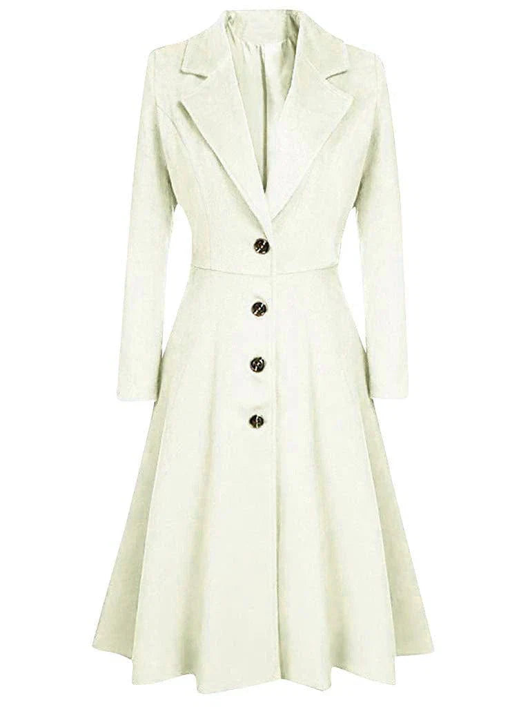 Elegant Women's Wool Blend Long Pea Coat for Winter